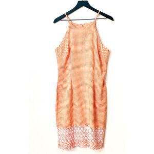 California Concepts Orange and White Checkered Vintage Dress Size 11